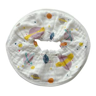 muslin新生儿竹棉纱布口水巾 松紧360度可旋转围嘴斗篷宝宝围兜