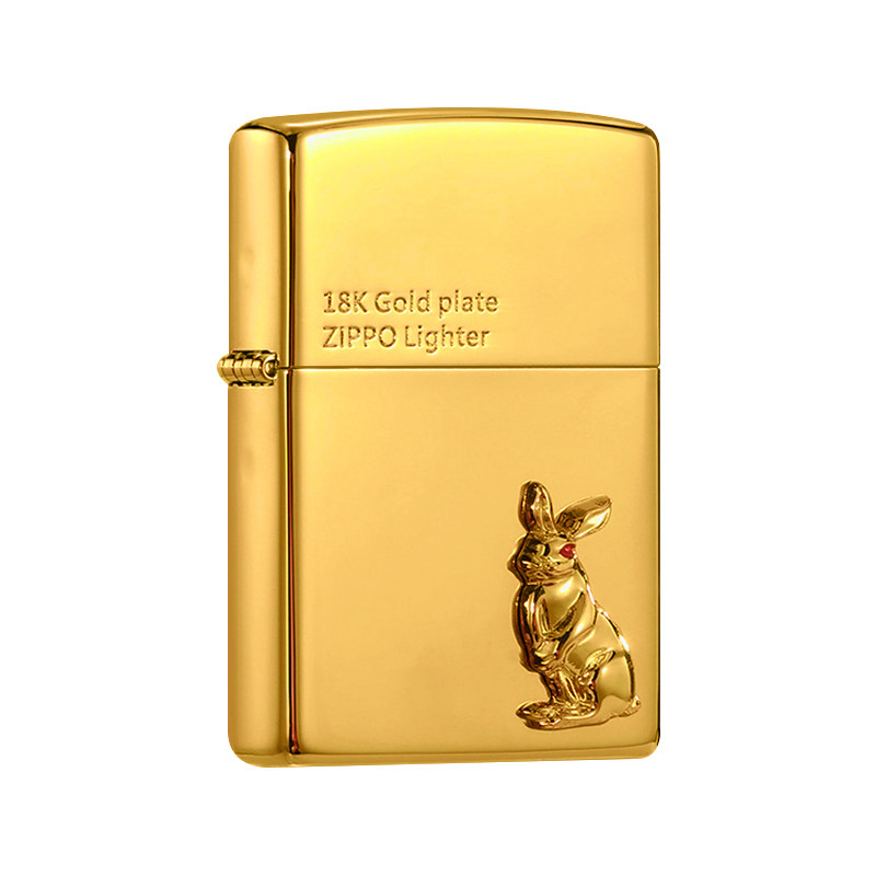 ZIPPO/之宝打火机18K镀金生肖兔芝宝原装正品防风简约送男友礼物
