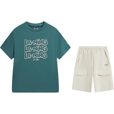 李宁童男女同款短袖短裤套装