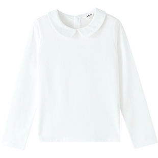 安奈儿童装女童翻领长袖POLO衫2026春新款甜美弹力纯色时尚上衣