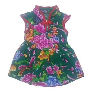 女童连衣裙男童绵绸东北大花套装女宝宝夏季衣大红花汉服儿童衣服