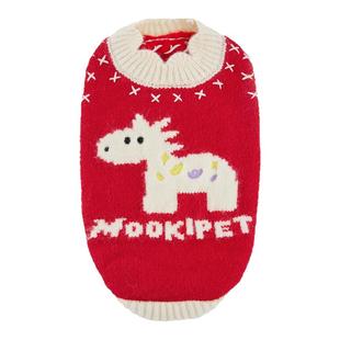 mookipet狗狗猫咪过年衣服冬比熊小型犬小狗新年红色毛衣背心喜庆