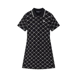 FILA FUSION斐乐潮牌女子针织连衣裙2026夏季新款满印纯棉POLO裙