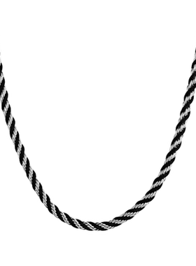 黑银编织麻花项链潮牌高级
