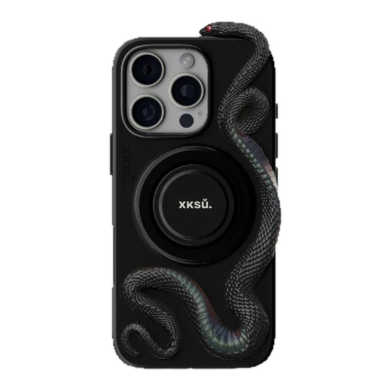 XKSU原创新款iPhone17/Pro/promax苹果保护壳黑蛇手机壳全包防摔新款16promax苹果保护壳保护套高