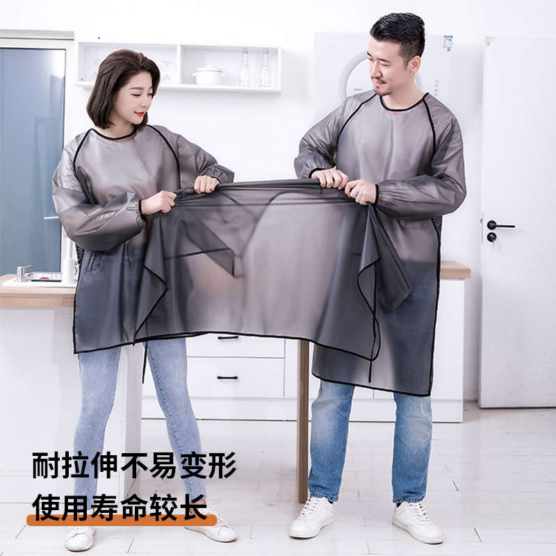 围裙厨房家用2024新款TPU防水防油长袖工作服女餐饮专用罩衣全包