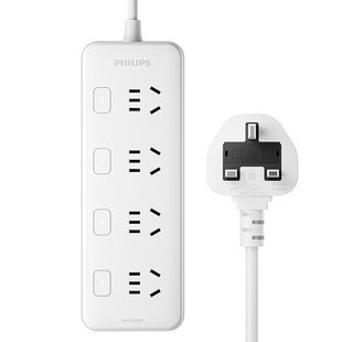 飞利浦英标插排英标转换插头 英式港版插头 英国转换器 分控1.5米