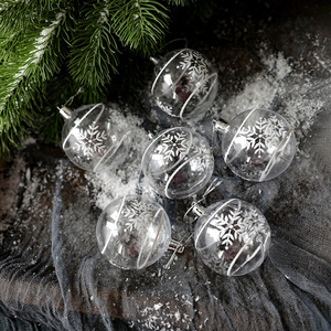 2023新款圣诞树装饰挂件圣诞球亮光球6cm透明彩绘球吊球盒装挂饰