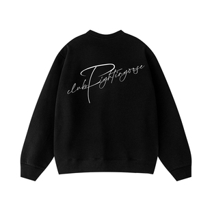 FIGHTINGOOSE基础草写字母圆领卫衣男 国潮潮流重磅痞帅长袖上衣