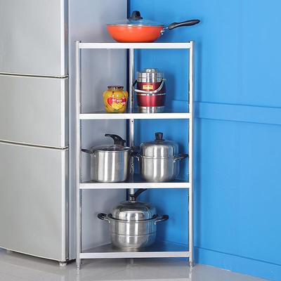 不锈钢三角置物架厨房收纳放锅架子夹缝落地多层墙角转角厨具盆架