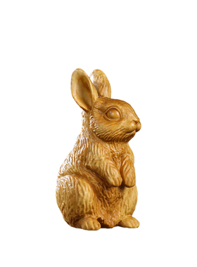 黄杨木雕木质生肖兔子手把件摆件