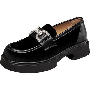 YRC绒面乐福鞋女春新款休闲厚底女鞋时尚英伦风通勤百搭单鞋