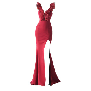 晚礼服女高级感公司年会宴会晚宴主持人高端大气上档次长款连衣裙