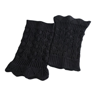 秋冬季保暖袜套女针织毛线靴套短款翻口菱形网格护腿套护脚踝腿套