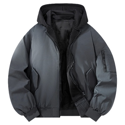 雪中飞连帽轻薄纯色拉链羽绒服