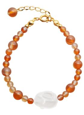 荒野鹰玉兔天然玛瑙手链原创手串