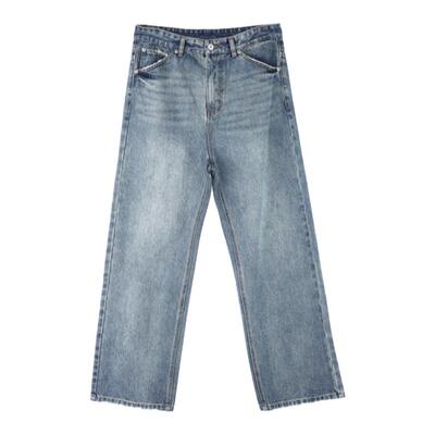 BASICMATCH洗水牛仔长裤磨破