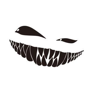 可爱斜眼坏笑尖牙齿汽车贴纸电动摩托车风挡前脸贴车窗创意车贴