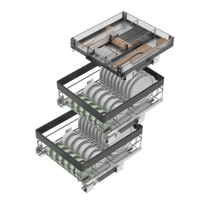 小尺寸拉篮厨房橱柜450柜体400碗碟350碗篮3层抽屉式300窄柜碗柜