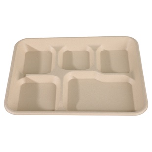 一次性纸浆打包盒食品级商用三五分格可降解环保食堂快餐专用饭盒