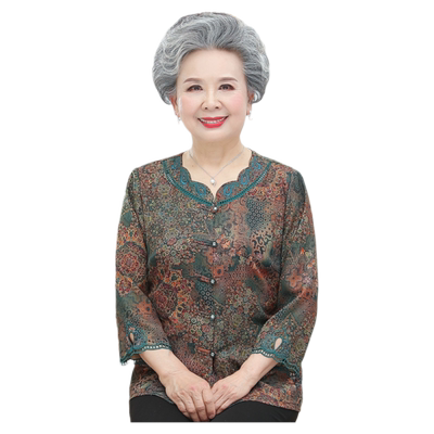 衬衫奶奶两件60岁太太母亲节夏装