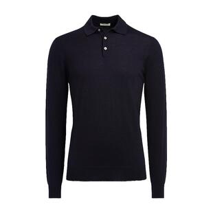 【小码】奥莱SUITSUPPLY藏青色美利奴羊毛长袖Polo衫男士纯色修身