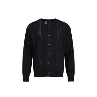 ESAT 圆领网眼天丝亚麻宽松针织开衫外套