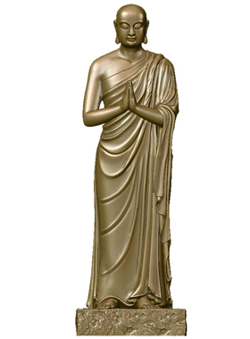 简修行黄铜阿难尊者随身佛摆件