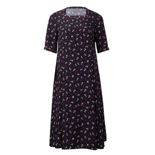 美丽客栈桑蚕丝双绉高级感轻奢连衣裙女大码胖mm五分袖显瘦长裙夏