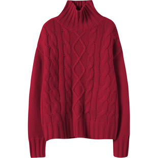 冬凤凰半高领羊绒衫女100纯山羊绒加厚宽松秋冬新款针织