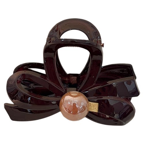 简约气质蝴蝶结珠珠抓夹女后脑勺盘发高级感鲨鱼夹子小众发卡头饰