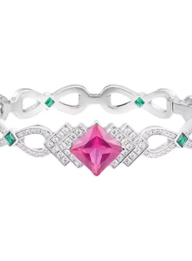 魔猫昭昭小众高级感时尚欧美高端手镯铜镀金镶嵌等级锆石轻奢粉色