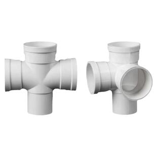 PVC内插缩口平面四通50 75立体四通110下缩立体四通异型塑料接头