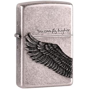 Zippo打火机正品飞的更高古银 热恋之翼正版芝宝官方新年礼物生日