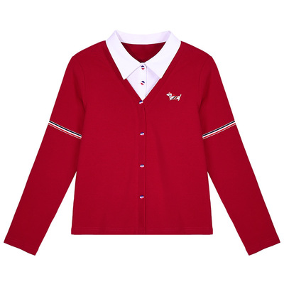 翻领正肩长袖t恤女2025新款