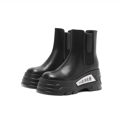 诺贝达松糕底牛皮革烟筒靴