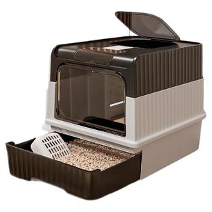 全封闭猫砂盆超大号式防带砂厕所除臭防外溅顶入一体式特大猫沙盆