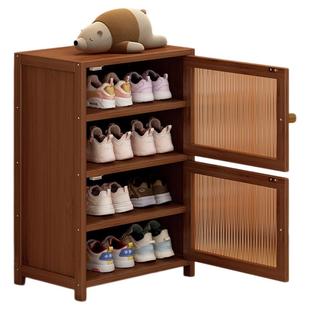 儿童入户小窄鞋架子家用门口多层防尘置物架带门小型简易宝宝鞋柜