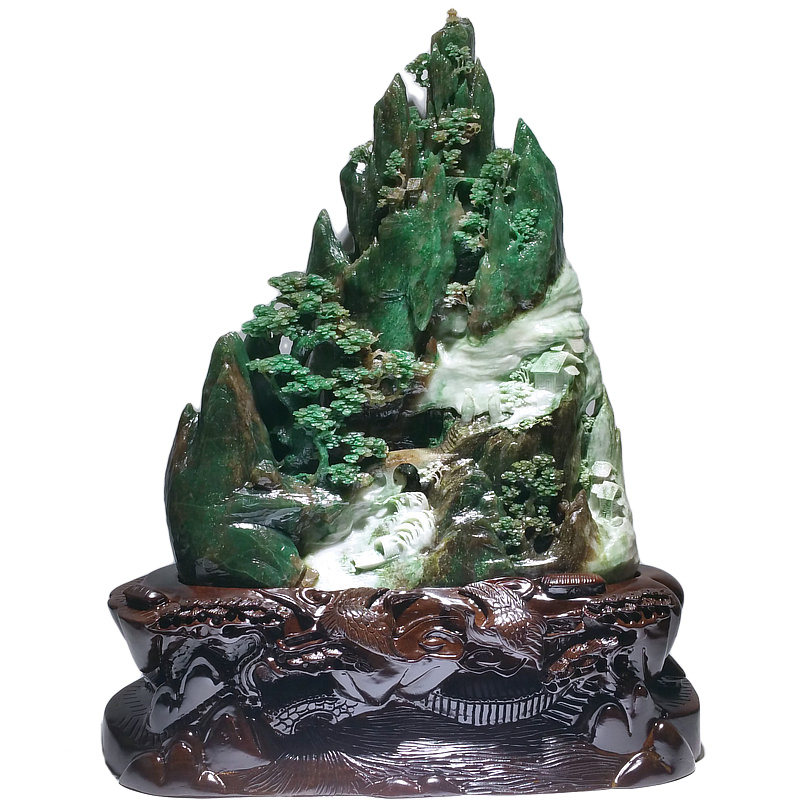 大师玉雕山高人为峰意境天然摆件