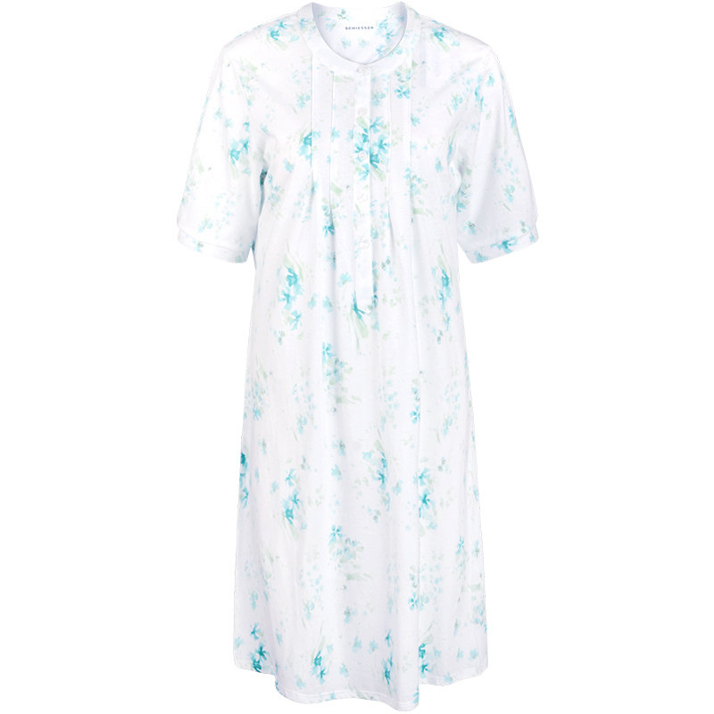 【清货】德国舒雅家居服睡衣女夏季薄款纯棉睡裙宽松圆领碎花中裙