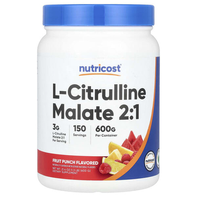 Nutricost苹果酸L-瓜氨酸2:1粉剂运动表现锻炼耐力肌肉精氨酸健身