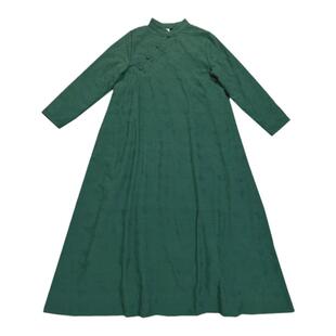 【岚香】素心自制民族风加厚连衣裙秋冬女装复古立领盘扣宽松长裙