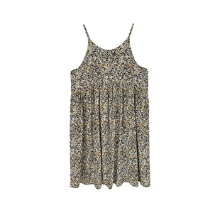 SYLP穗伊 复古舒适凉爽叠穿宽松A型背带无袖碎花吊带长裙连衣裙子