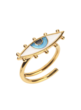 恶魔之眼开口戒指925纯银ins女