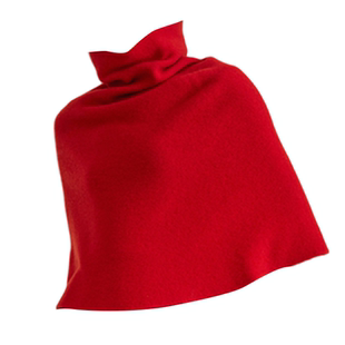 100%羊毛温暖时髦！A字机理60支18针高领套头披肩斗篷围脖女秋冬