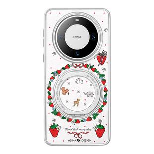 草莓小动物适用华为Mate80Promax手机壳磁吸带支架新款mt60por+支点保护套高级感文艺风可爱70小众全包女