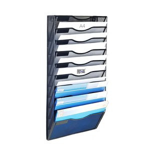 丽简文具壁挂式文件架10层金属A4资料挂架多层大容量a3书本挂墙上收纳铁艺
