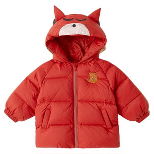 嘟嘟家宝宝红色羽绒服儿童外套女童冬装男童加厚上衣冬季保暖衣服