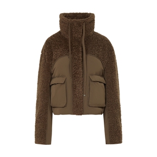 【白鹅绒】朗姿/莱茵福莱尔羊羔毛拼接羽绒服女休闲百搭保暖外套