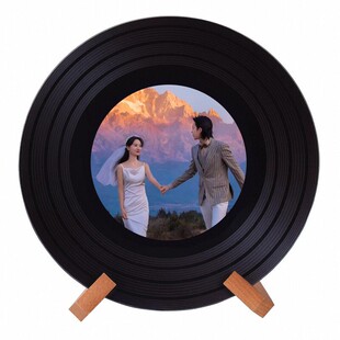 婚纱照私人定制黑胶摆件创意个性婚礼装饰新家摆件新婚礼物礼品